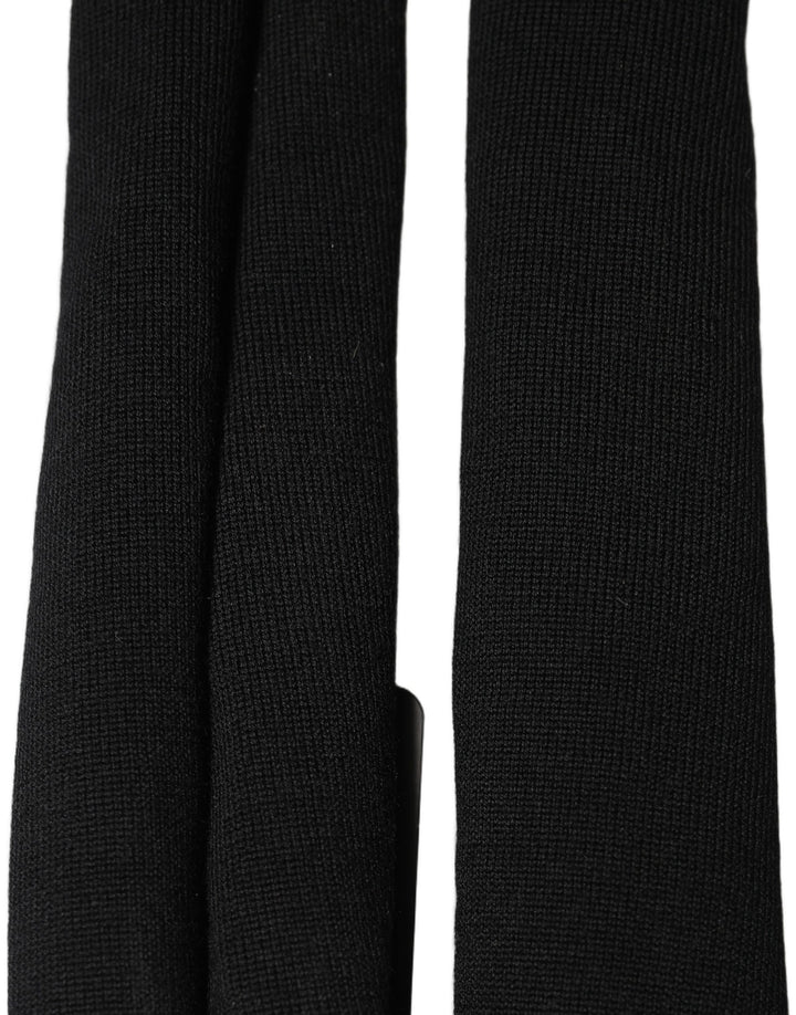 Dolce &amp; Gabbana Men Black Wool Knitted Skinny Foulard Scarf