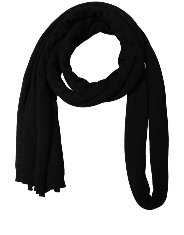 Dolce &amp; Gabbana Men Black Wool Knitted Skinny Foulard Scarf
