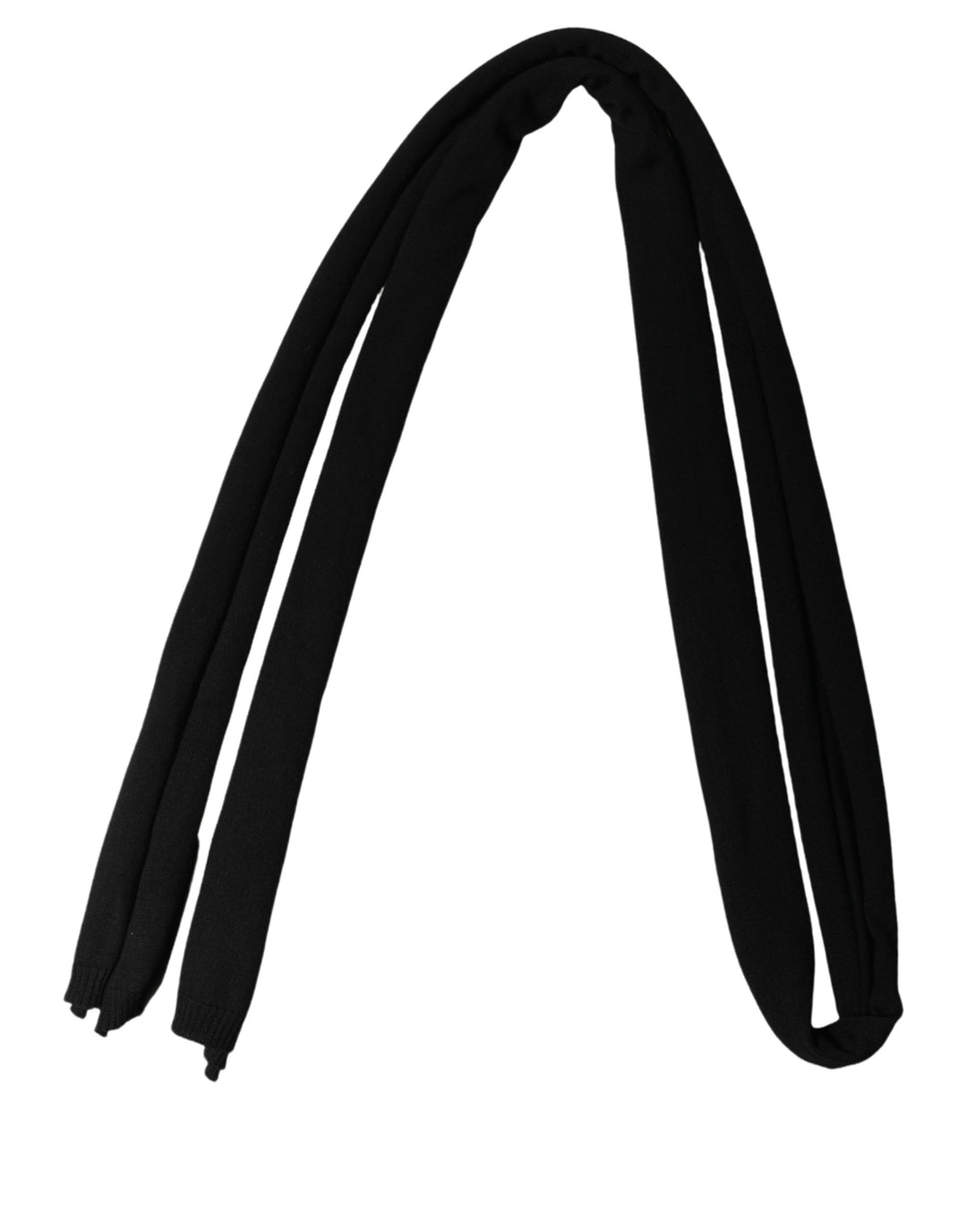 Dolce &amp; Gabbana Men Black Wool Knitted Skinny Foulard Scarf