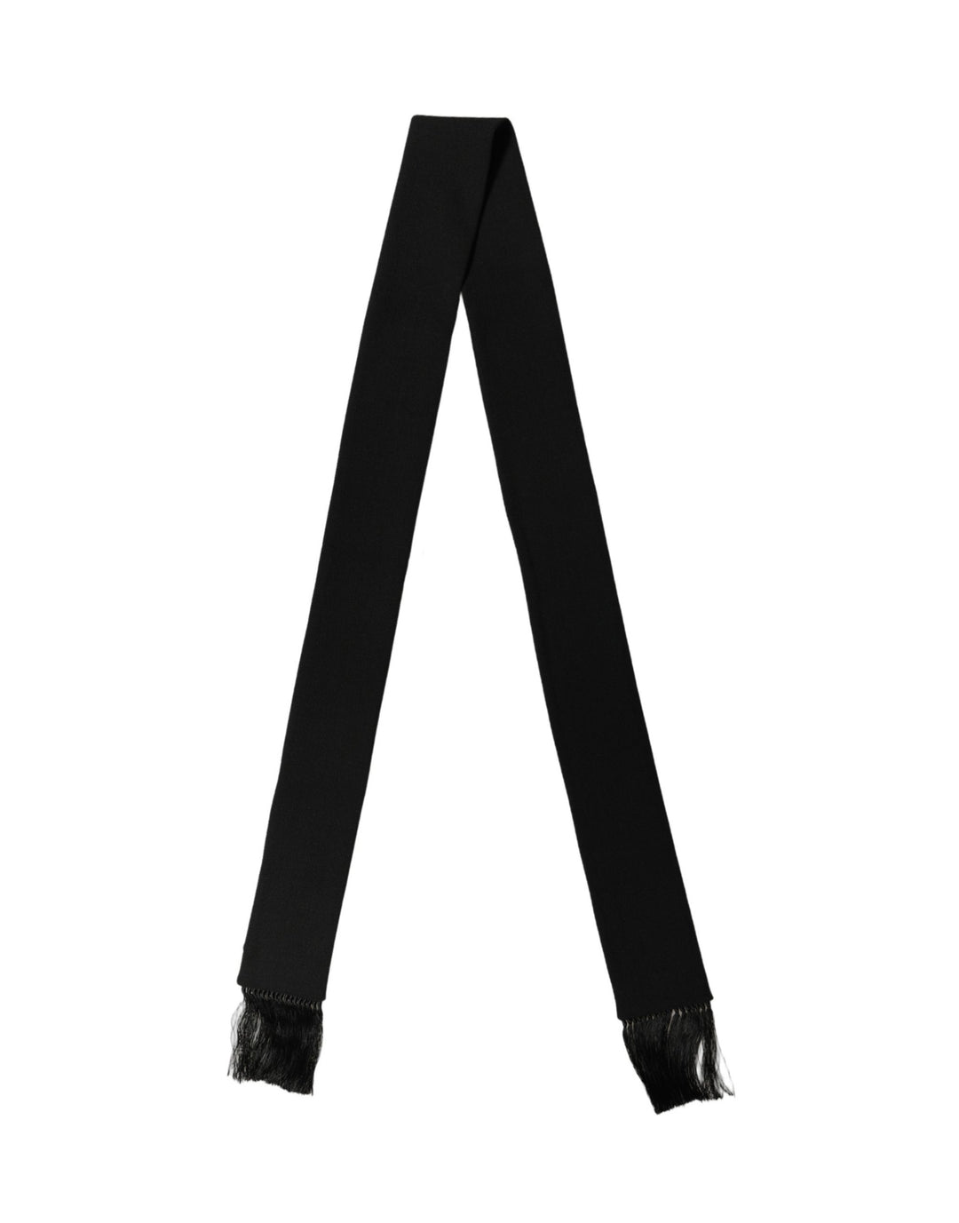Dolce &amp; Gabbana Men Black Wool Knitted Fringed Foulard Scarf