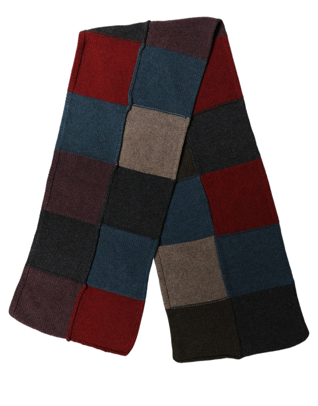 Dolce &amp; Gabbana Multicolor Patchwork Knitted Foulard Scarf