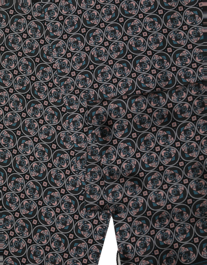 Dolce &amp; Gabbana Black Silk Geometric Fringed Neck Shawl Scarf