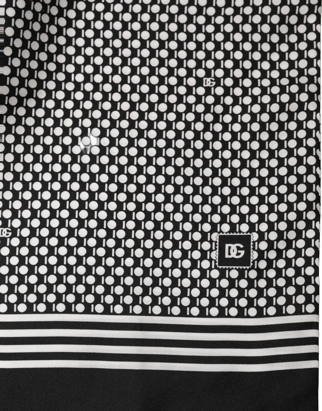 Dolce &amp; Gabbana Black White Geometric Silk Neck Shawl Scarf