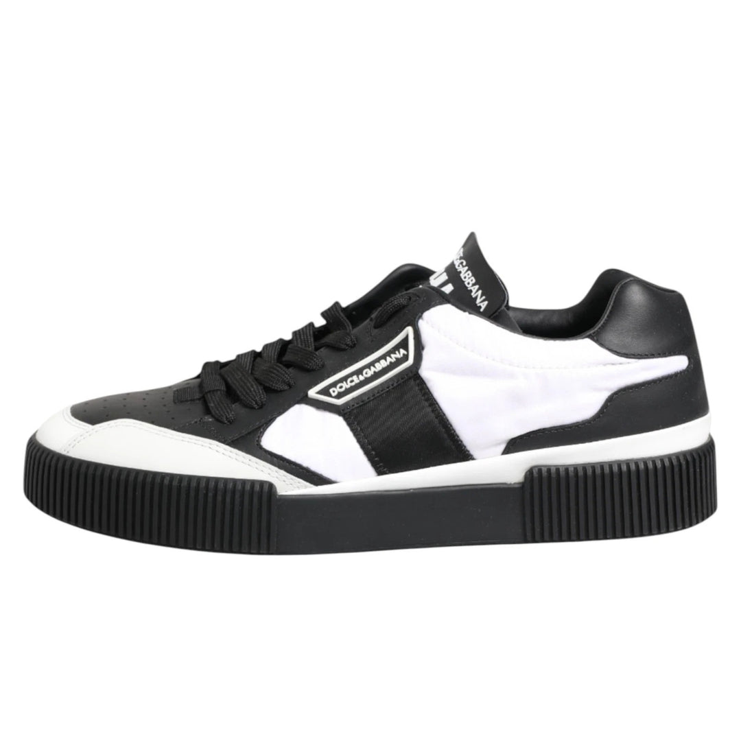 Dolce &amp; Gabbana Black White MIAMI Low Top Men Sneakers Shoes