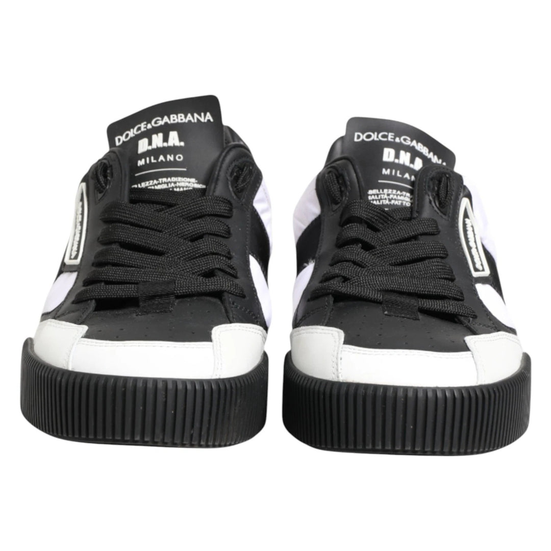 Dolce &amp; Gabbana Black White MIAMI Low Top Men Sneakers Shoes