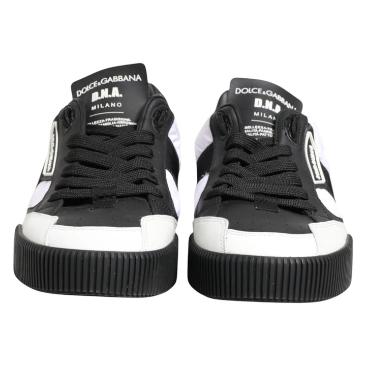 Dolce &amp; Gabbana Black White MIAMI Low Top Men Sneakers Shoes