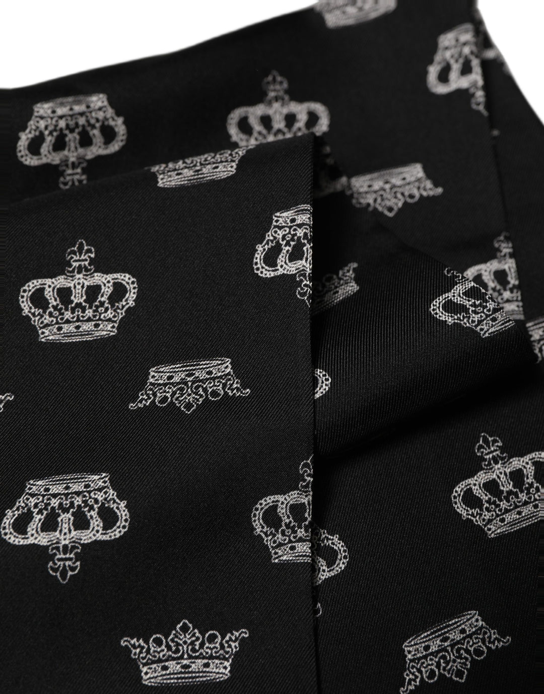 Dolce &amp; Gabbana Black Silk Crown Fringed Neck Shawl Scarf