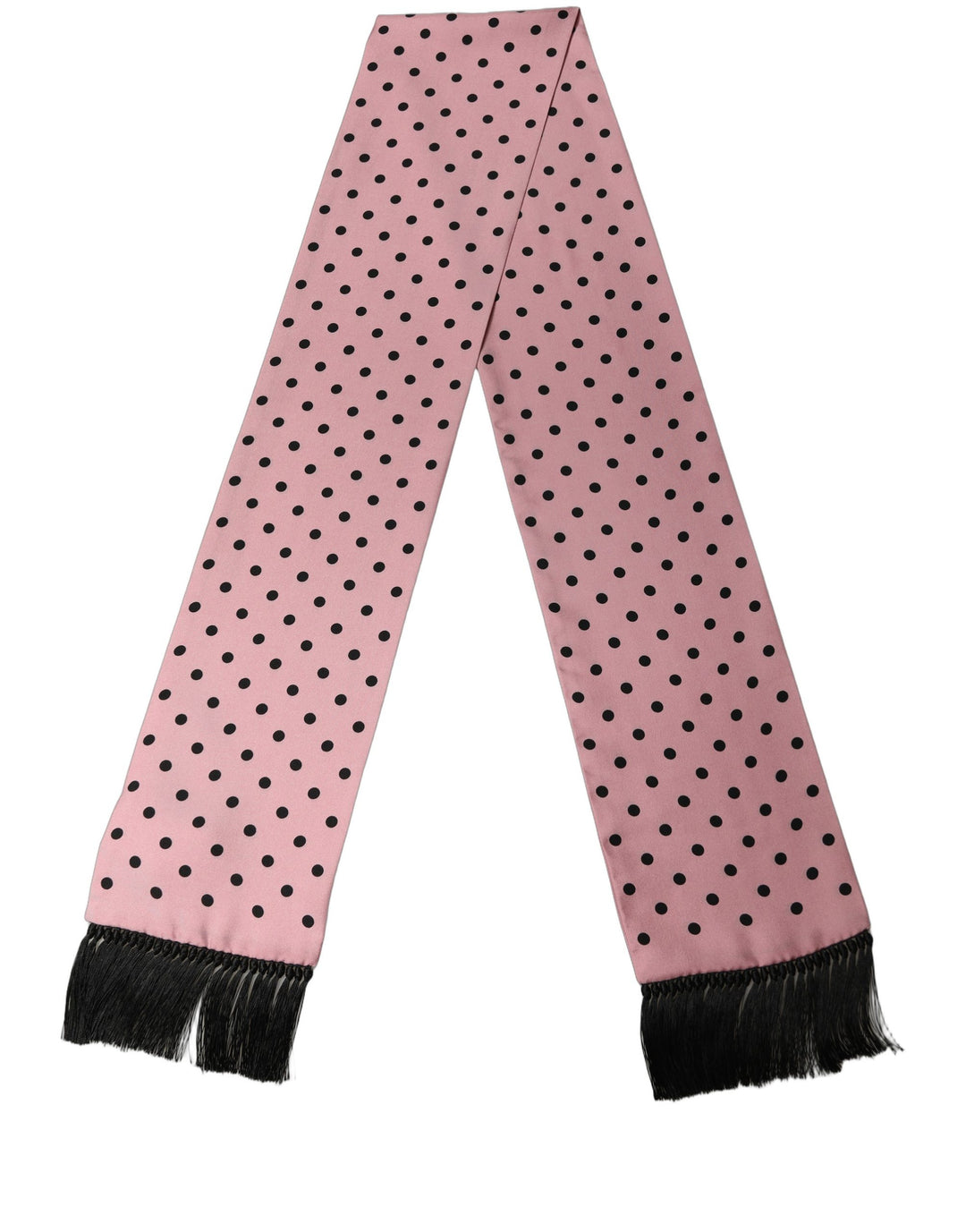 Dolce &amp; Gabbana Pink Polka Dot Silk Fringed Lace Stole Scarf