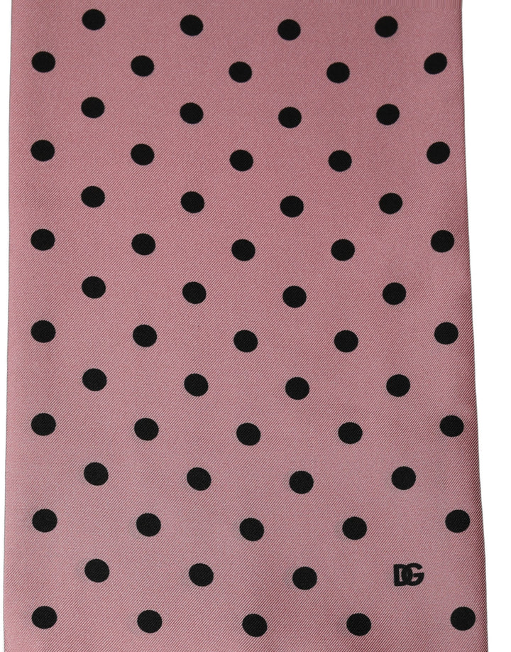 Dolce &amp; Gabbana Pink Polka Dot Silk Fringed Lace Stole Scarf