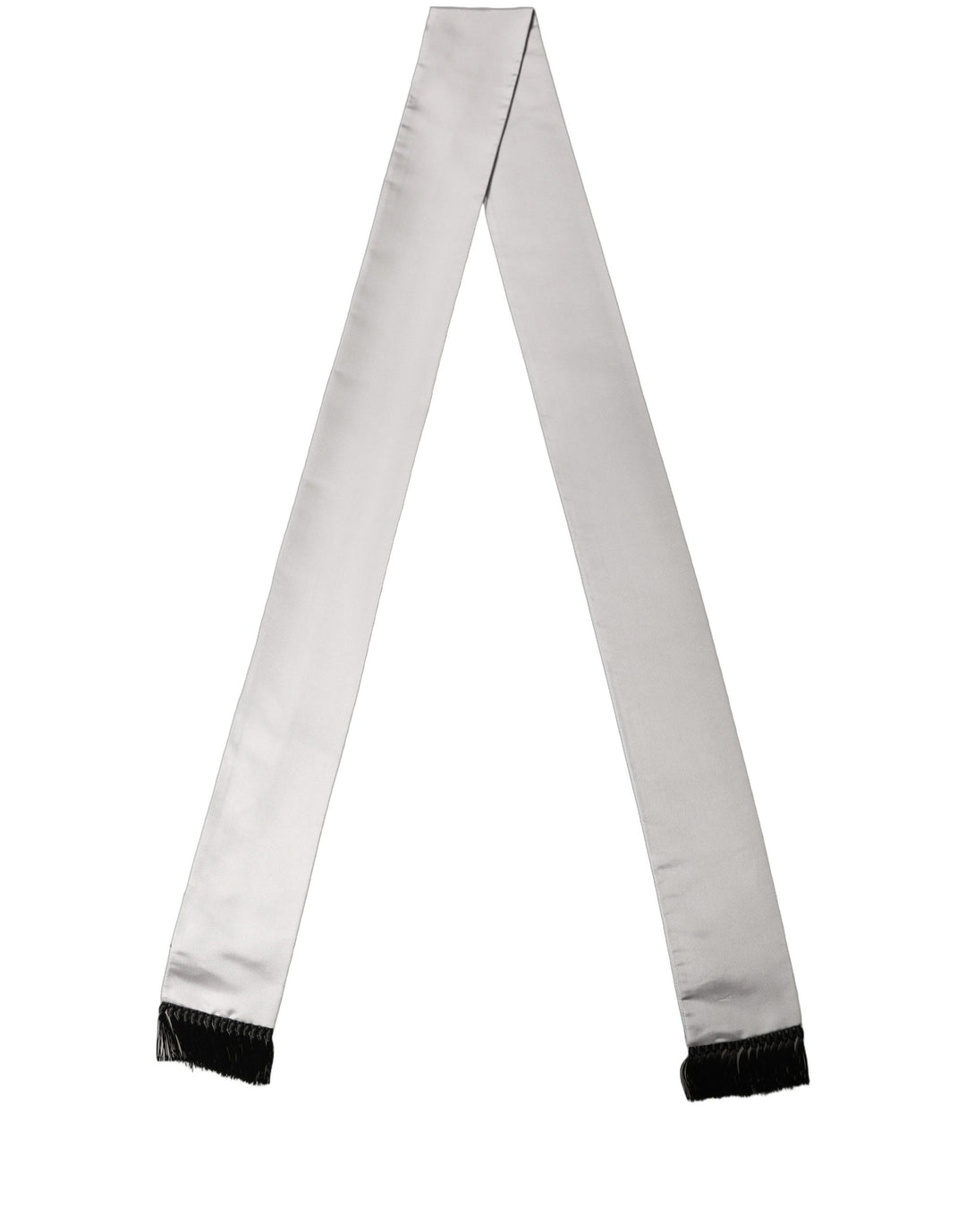 Dolce &amp; Gabbana Light Gray Satin Silk Fringed Lace Stole Scarf