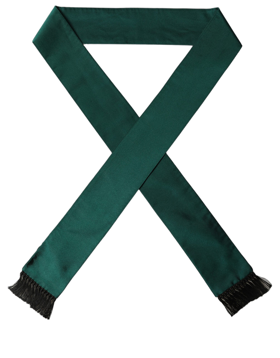 Dolce &amp; Gabbana Men Green Satin Silk Fringed Lace Stole