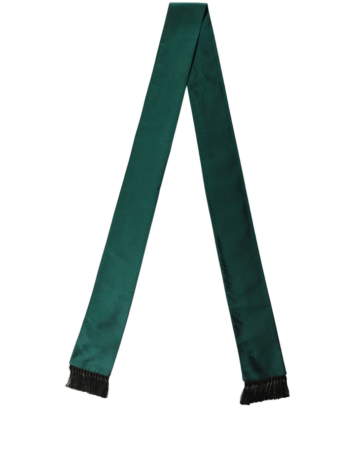 Dolce &amp; Gabbana Men Green Satin Silk Fringed Lace Stole