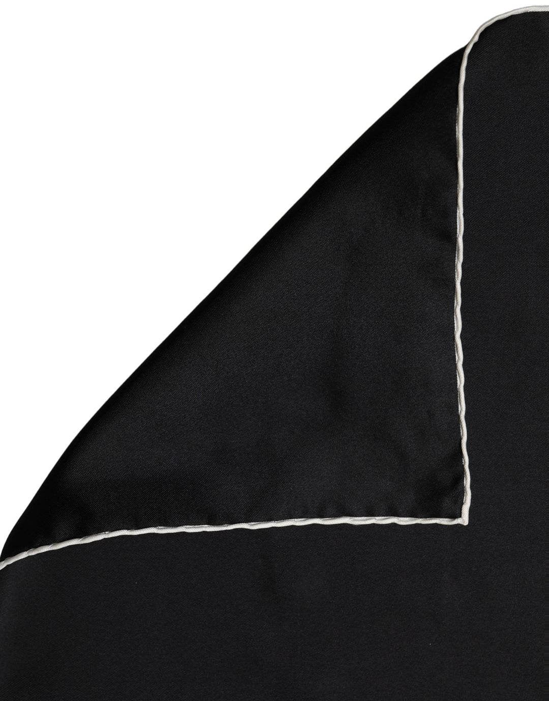 Dolce &amp; Gabbana Men Black Silk Pocket Square Foulard Scarf