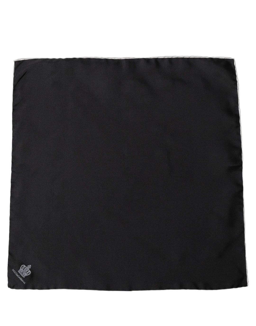 Dolce &amp; Gabbana Men Black Silk Pocket Square Foulard Scarf