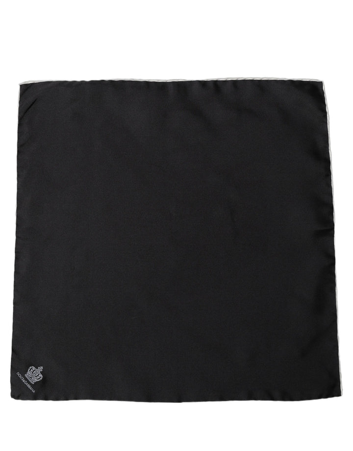 Dolce &amp; Gabbana Men Black Silk Pocket Square Foulard Scarf