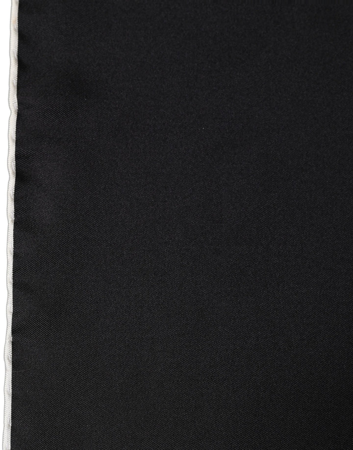 Dolce &amp; Gabbana Men Black Silk Pocket Square Foulard Scarf