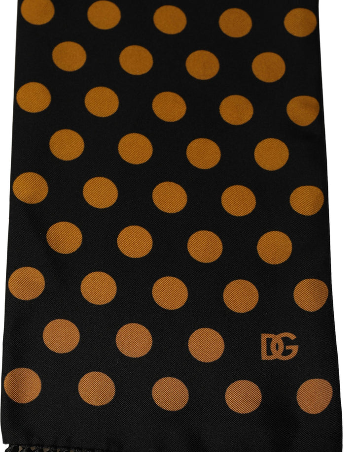 Dolce &amp; Gabbana Men Black Orange Polka Dot Fringed Lace Stole Scarf