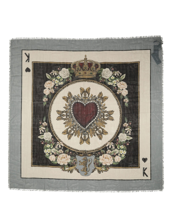 Dolce &amp; Gabbana Men Multicolor King of Hearts Square Foulard Scarf