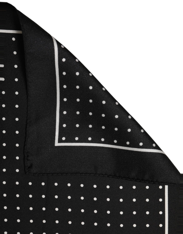 Dolce &amp; Gabbana Black Polka Dot Pocket Square Foulard Scarf