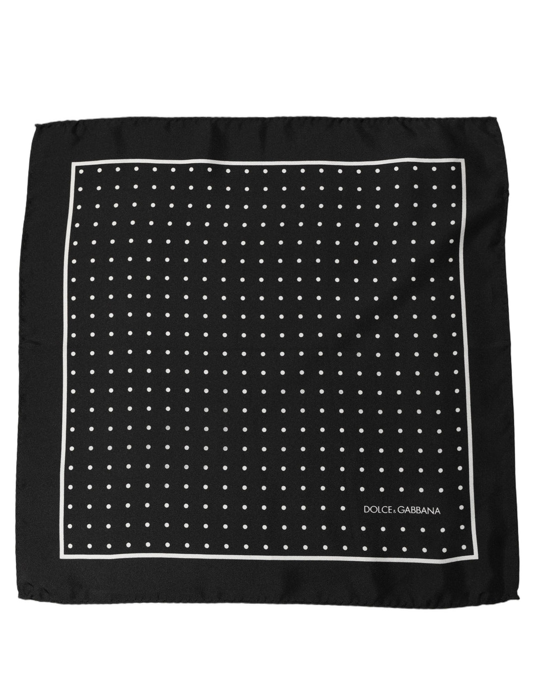 Dolce &amp; Gabbana Black Polka Dot Pocket Square Foulard Scarf
