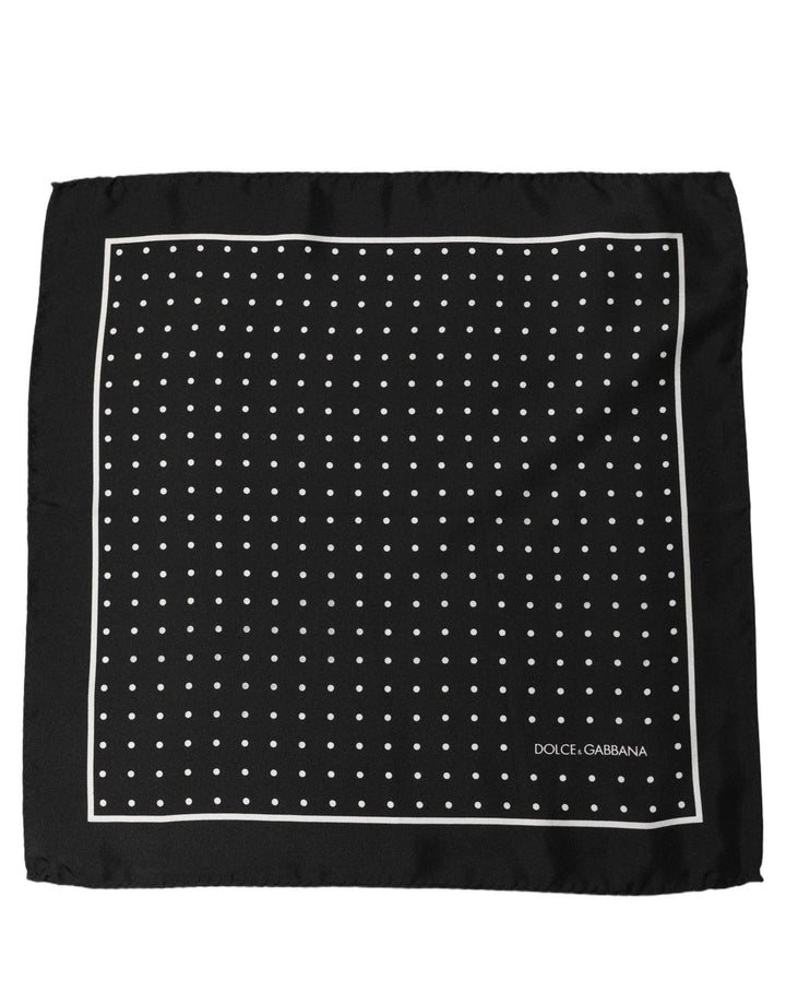 Dolce &amp; Gabbana Black Polka Dot Pocket Square Foulard Scarf