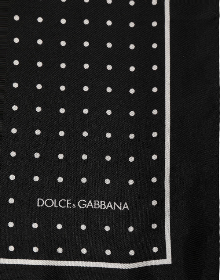 Dolce &amp; Gabbana Black Polka Dot Pocket Square Foulard Scarf