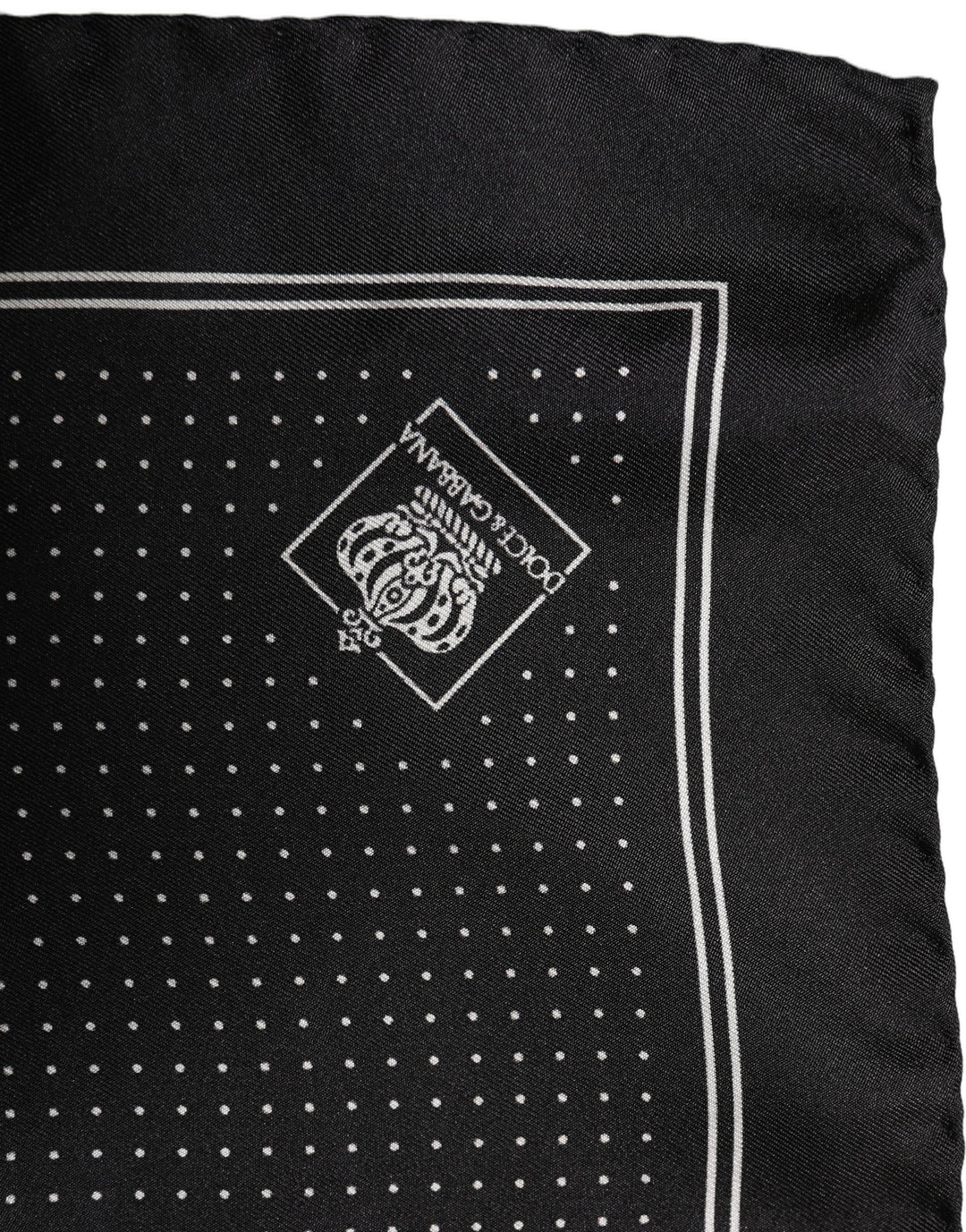 Dolce &amp; Gabbana Black Polka Dot Pocket Square Foulard Scarf