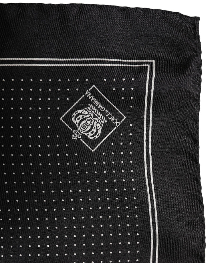 Dolce &amp; Gabbana Black Polka Dot Pocket Square Foulard Scarf