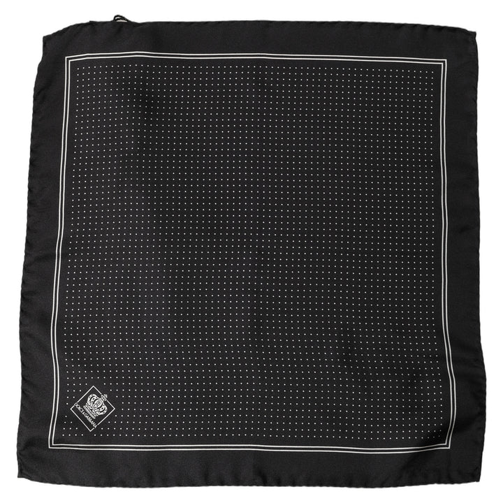 Dolce &amp; Gabbana Black Polka Dot Pocket Square Foulard Scarf