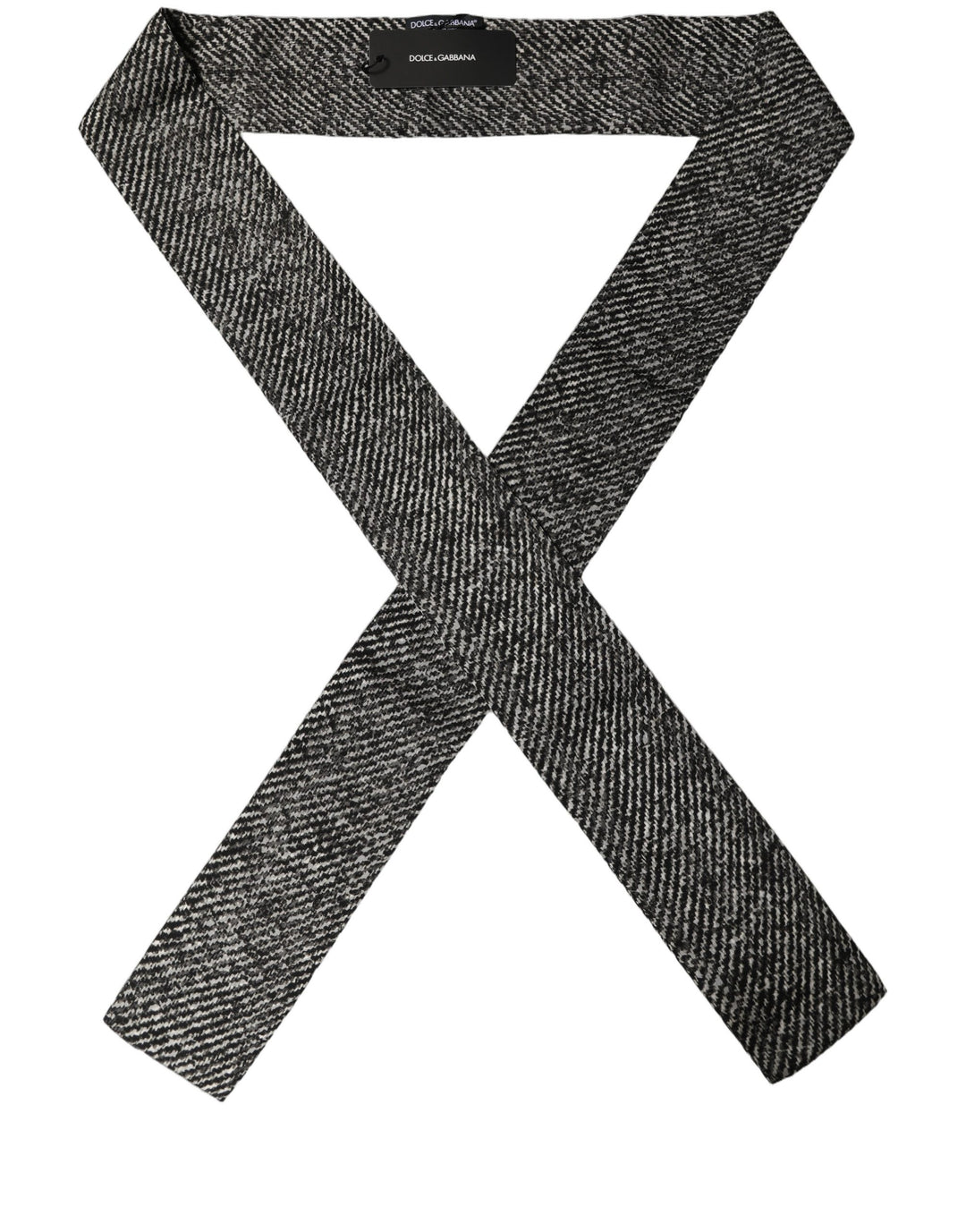 Dolce &amp; Gabbana Black White Herringbone Tweed Shawl Scarf