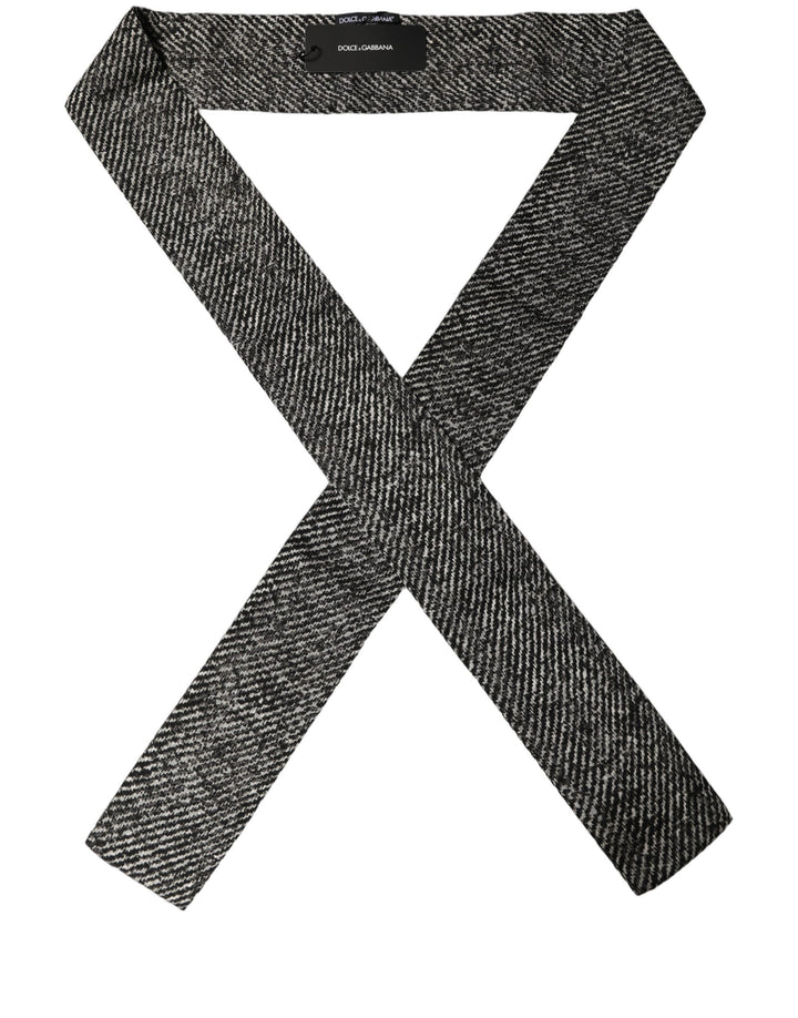 Dolce &amp; Gabbana Black White Herringbone Tweed Shawl Scarf