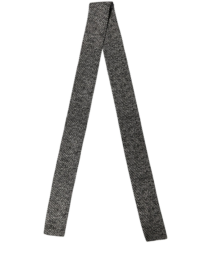 Dolce &amp; Gabbana Black White Herringbone Tweed Shawl Scarf
