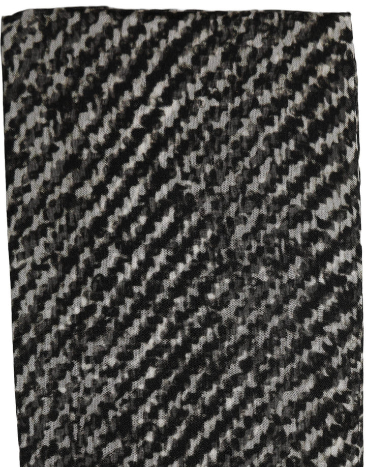 Dolce &amp; Gabbana Black White Herringbone Tweed Shawl Scarf