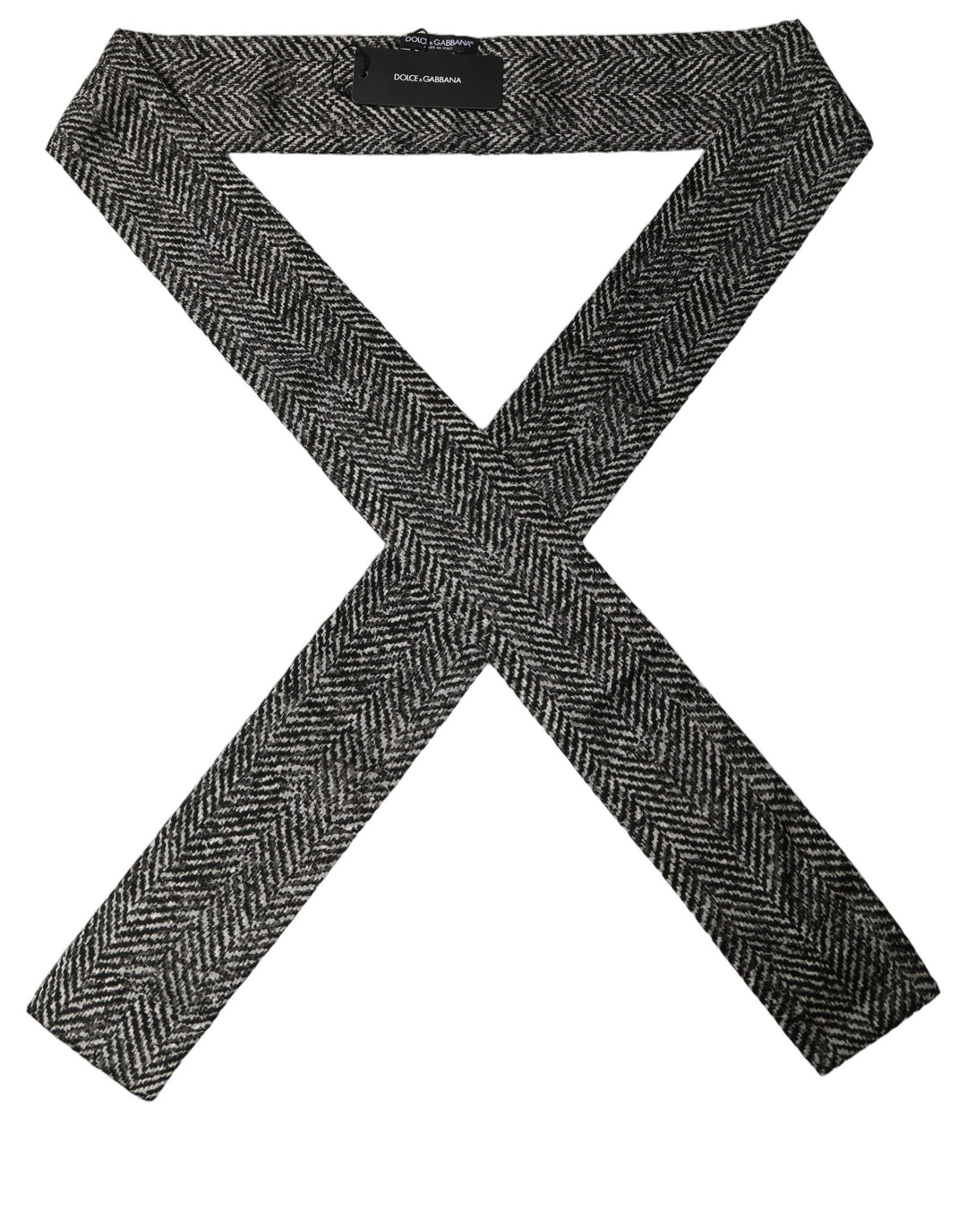 Dolce &amp; Gabbana Black White Herringbone Tweed Shawl Scarf