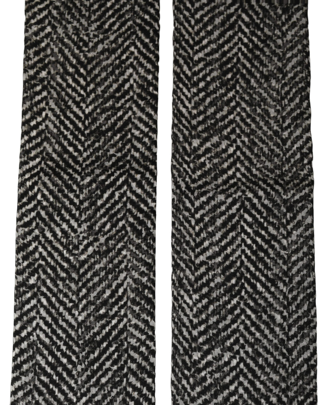 Dolce &amp; Gabbana Black White Herringbone Tweed Shawl Scarf