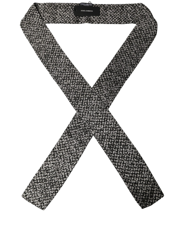 Dolce &amp; Gabbana Black White Herringbone Tweed Shawl Scarf