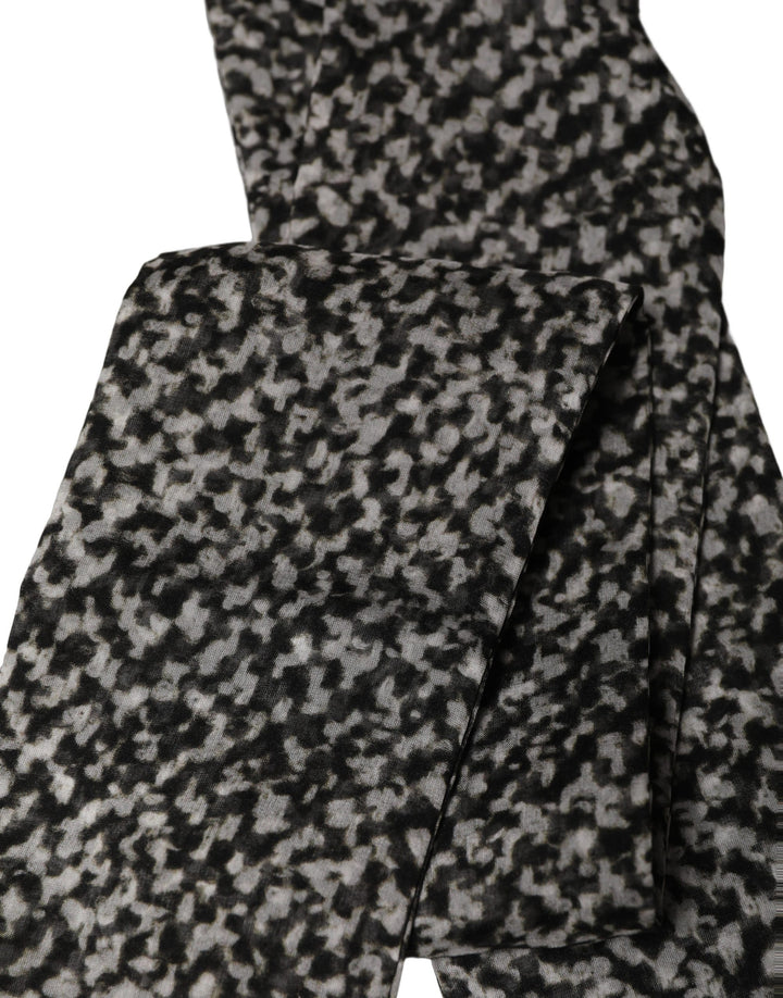 Dolce &amp; Gabbana Black White Herringbone Tweed Shawl Scarf