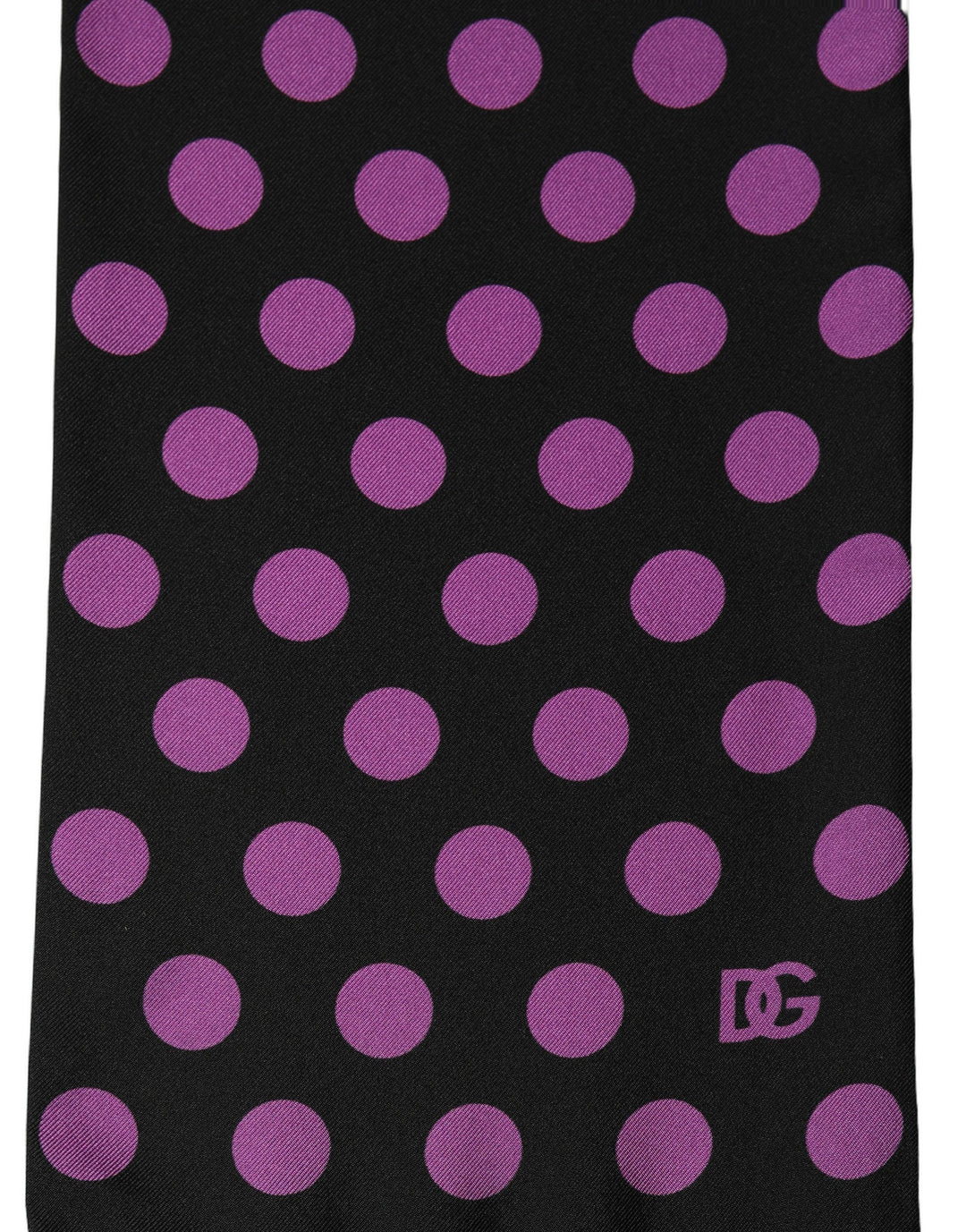 Dolce &amp; Gabbana Men Black Purple Polka Dot Fringed Lace Stole Scarf