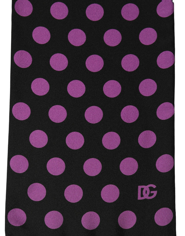 Dolce &amp; Gabbana Men Black Purple Polka Dot Fringed Lace Stole Scarf