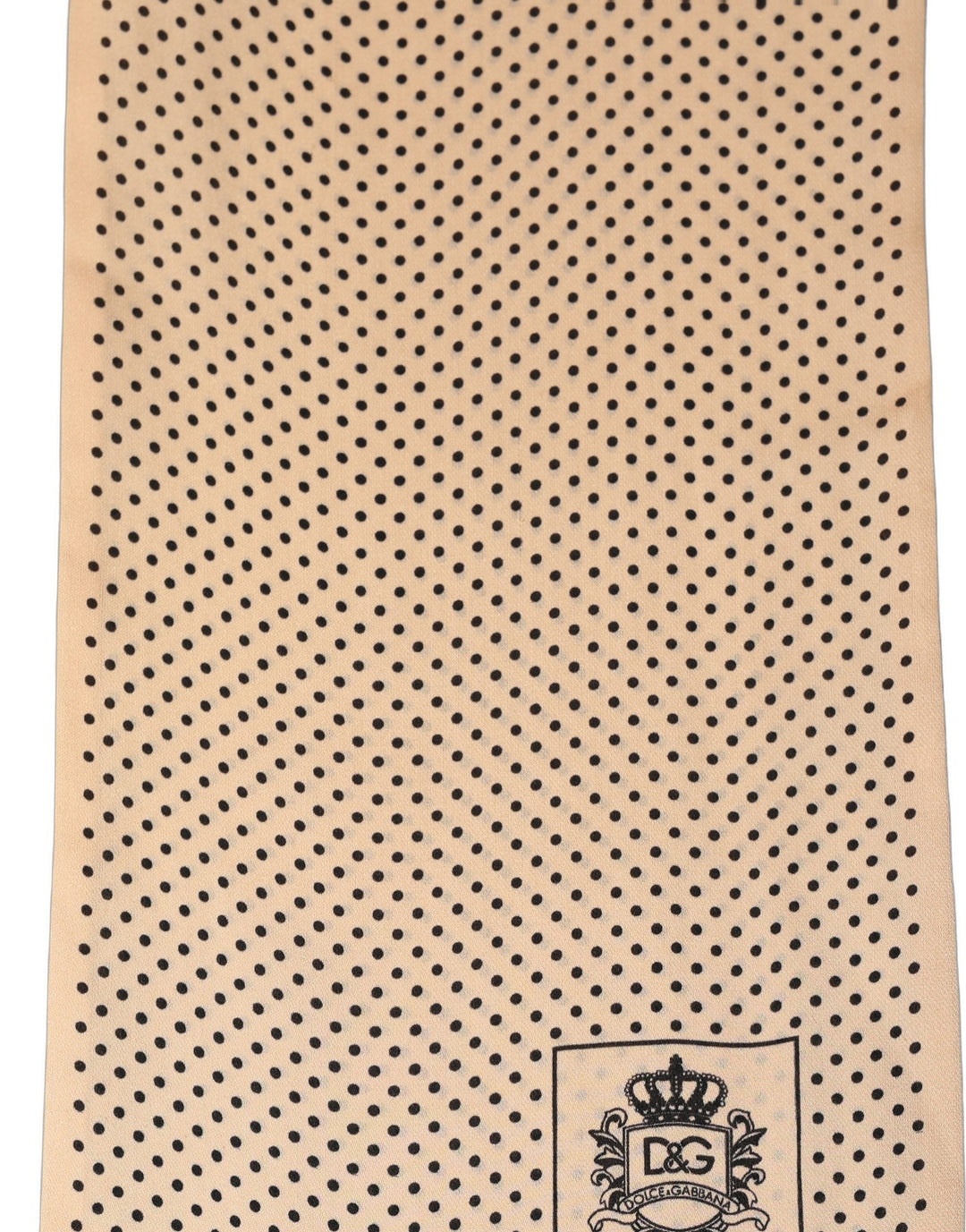 Dolce &amp; Gabbana Beige Silk Dotted Fringed Neck Shawl Scarf