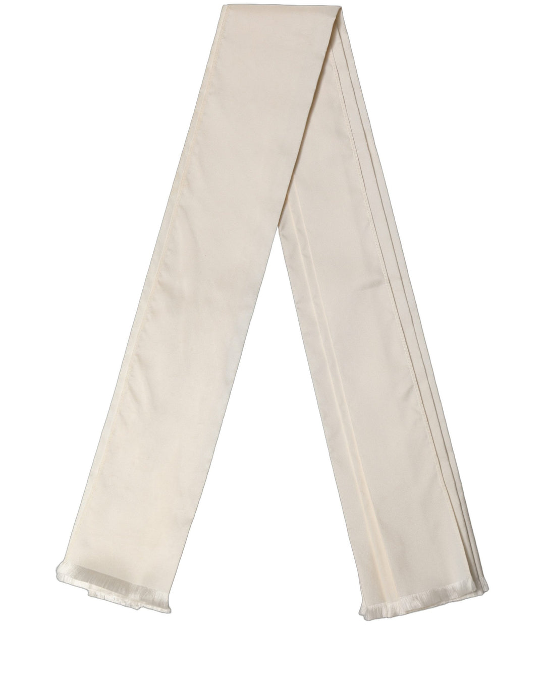 Dolce &amp; Gabbana Men Cream Satin Silk Fringed Neck Shawl Scarf