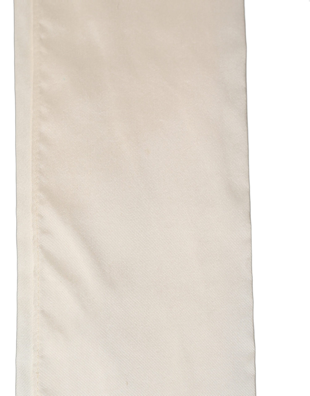 Dolce &amp; Gabbana Men Cream Satin Silk Fringed Neck Shawl Scarf