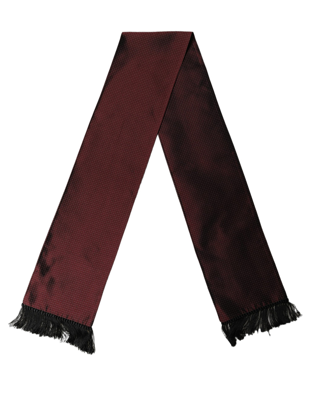 Dolce &amp; Gabbana Burgundy Silk Dotted Fringed Neck Shawl Scarf