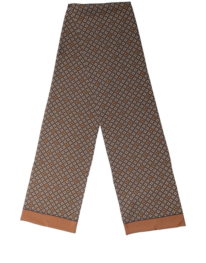 Dolce &amp; Gabbana Brown Geometric Silk Men Neck Shawl Scarf