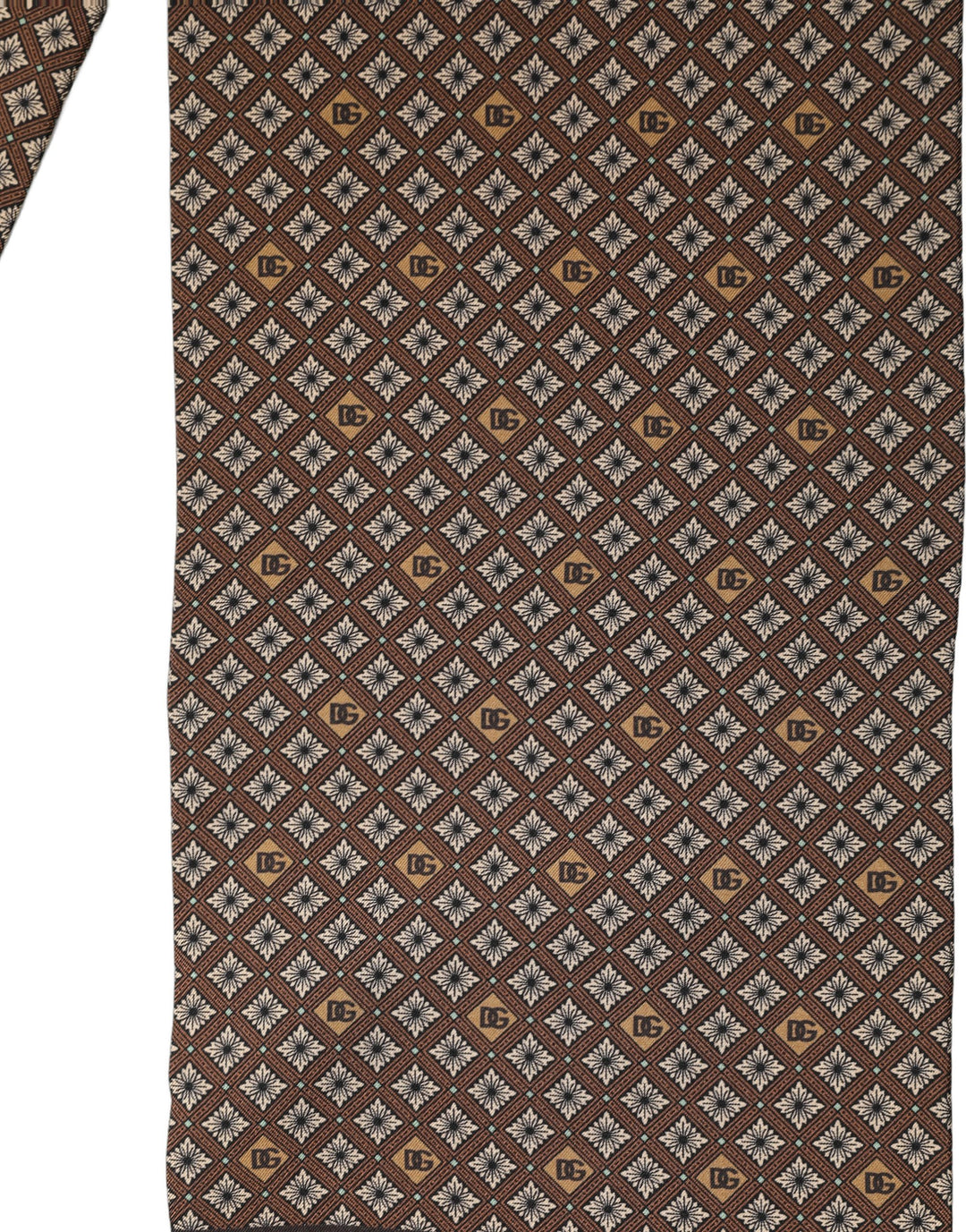 Dolce &amp; Gabbana Brown Geometric Silk Men Neck Shawl Scarf