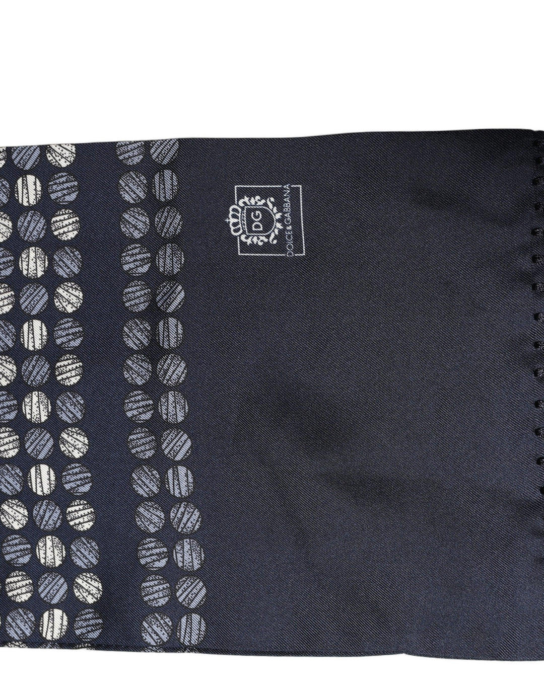 Dolce &amp; Gabbana Men Navy Blue Geometric Dot Silk Fringed Neck Shawl Scarf