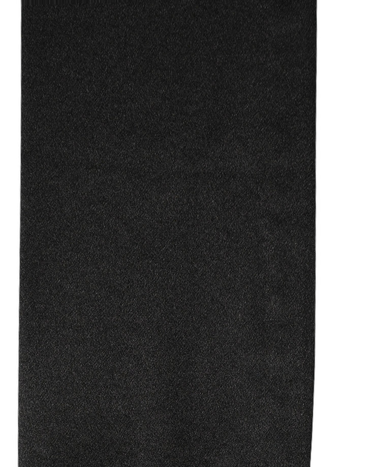 Dolce &amp; Gabbana Men Black Satin Silk Fringed Neck Shawl Scarf