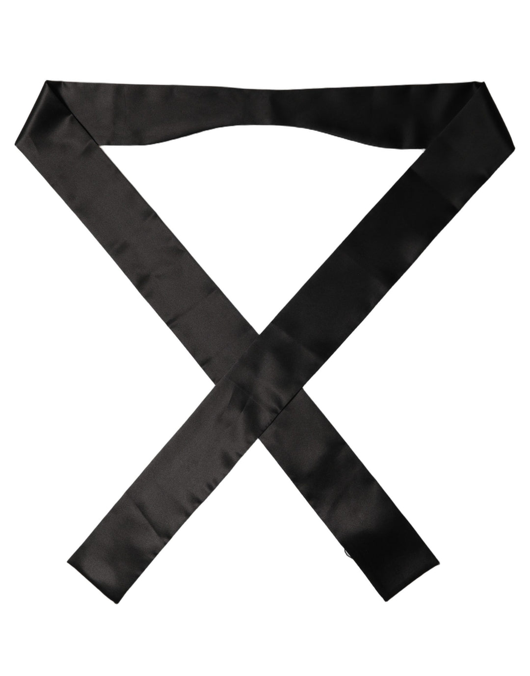 Dolce &amp; Gabbana Men Black Satin Silk Skinny Neck Shawl Scarf