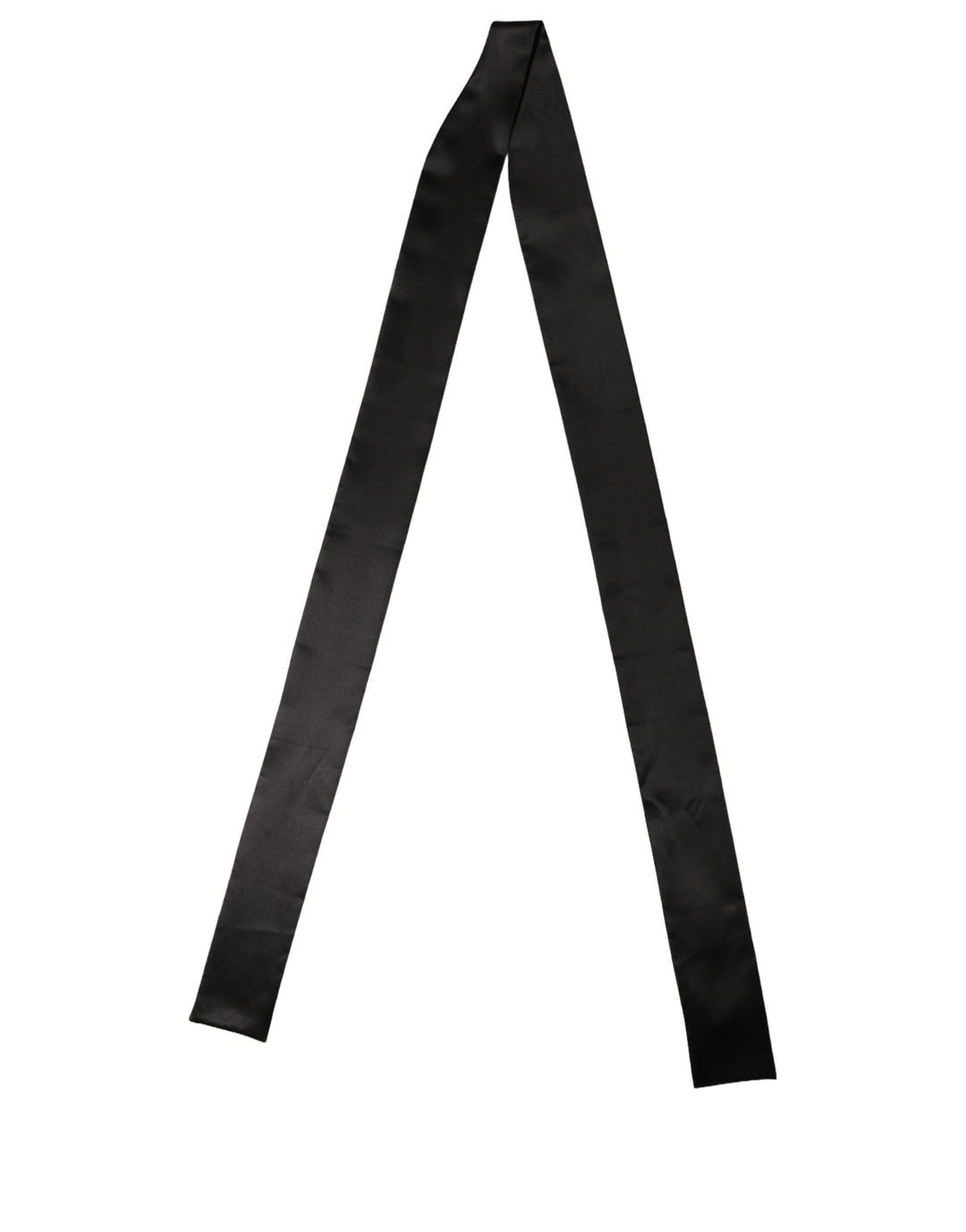 Dolce &amp; Gabbana Men Black Satin Silk Skinny Neck Shawl Scarf