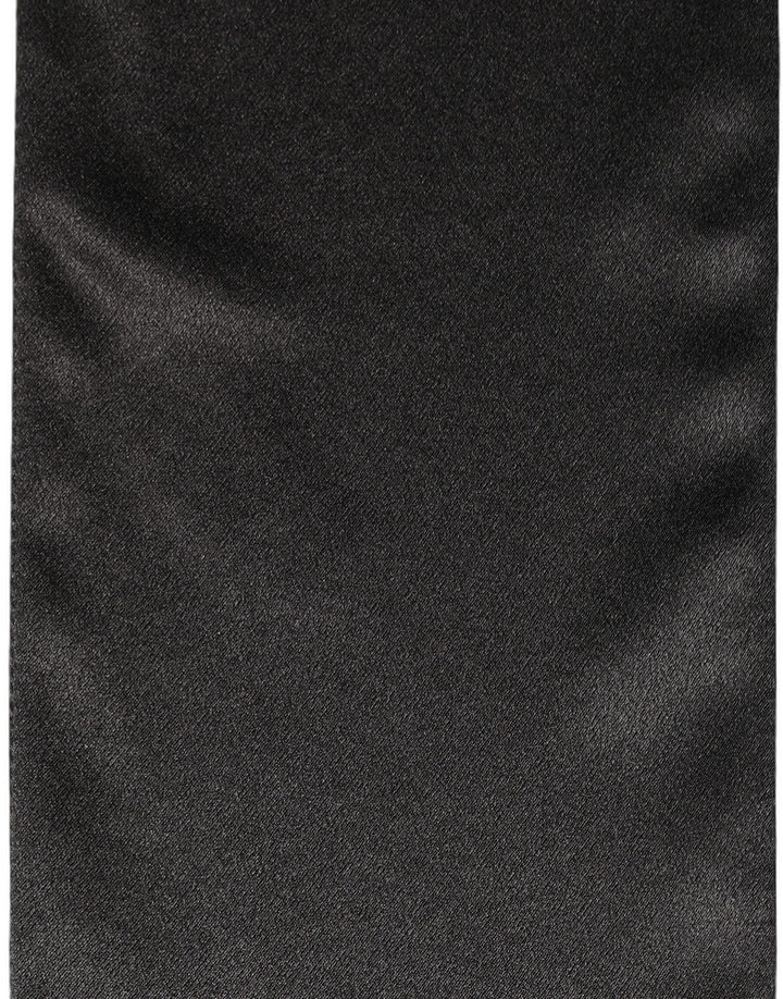 Dolce &amp; Gabbana Men Black Satin Silk Skinny Neck Shawl Scarf